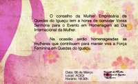 Quedas - Conselho da Mulher promove evento do Dia da Mulher