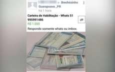 Homem oferece Carteiras de Habilita&ccedil;&atilde;o em rede social