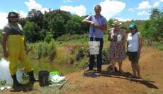 Reserva do Iguaçu - Secretaria de Agropecuária realiza biometria de peixes de produtores beneficiados com viveiros escavados