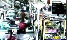 Guarania&ccedil;u - Circuito interno mostra Lucas Pontes atirando em Aline SIm&atilde;o dentro de supermercado. Veja