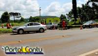 Guaraniaçu - Audi e Fiat Uno se envolvem em acidente no trevo