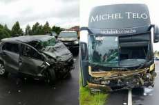 Tr&ecirc;s pessoas morem em acidente envolvendo &ocirc;nibus de Michel Tel&oacute; em rodovia paranaense