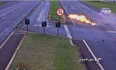Motocicleta explode e passageiros s&atilde;o lan&ccedil;ados na BR-277