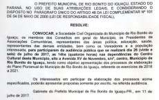 Rio Bonito - Munic&iacute;pio ir&aacute; realizar audi&ecirc;ncia p&uacute;blica para discuss&atilde;o do Plano Plurianual