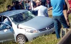 Nova Laranjeiras - Grave acidente na BR 277 entre gol e caminh&atilde;o no Rio Guarani