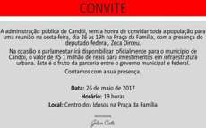 Cand&oacute;i - Deputado Federal deve repassar verba de R$ 1 milh&atilde;o para munic&iacute;pio