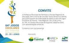 Palmital - Munic&iacute;pio ser&aacute; sede da 64&ordf; edi&ccedil;&atilde;o dos Jogos Escolares do Paran&aacute; entre os dias 23 e 29 de junho