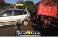 Guarania&ccedil;u - Na BR 277, motorista perde controle de ve&iacute;culo e bate em caminh&atilde;o parado